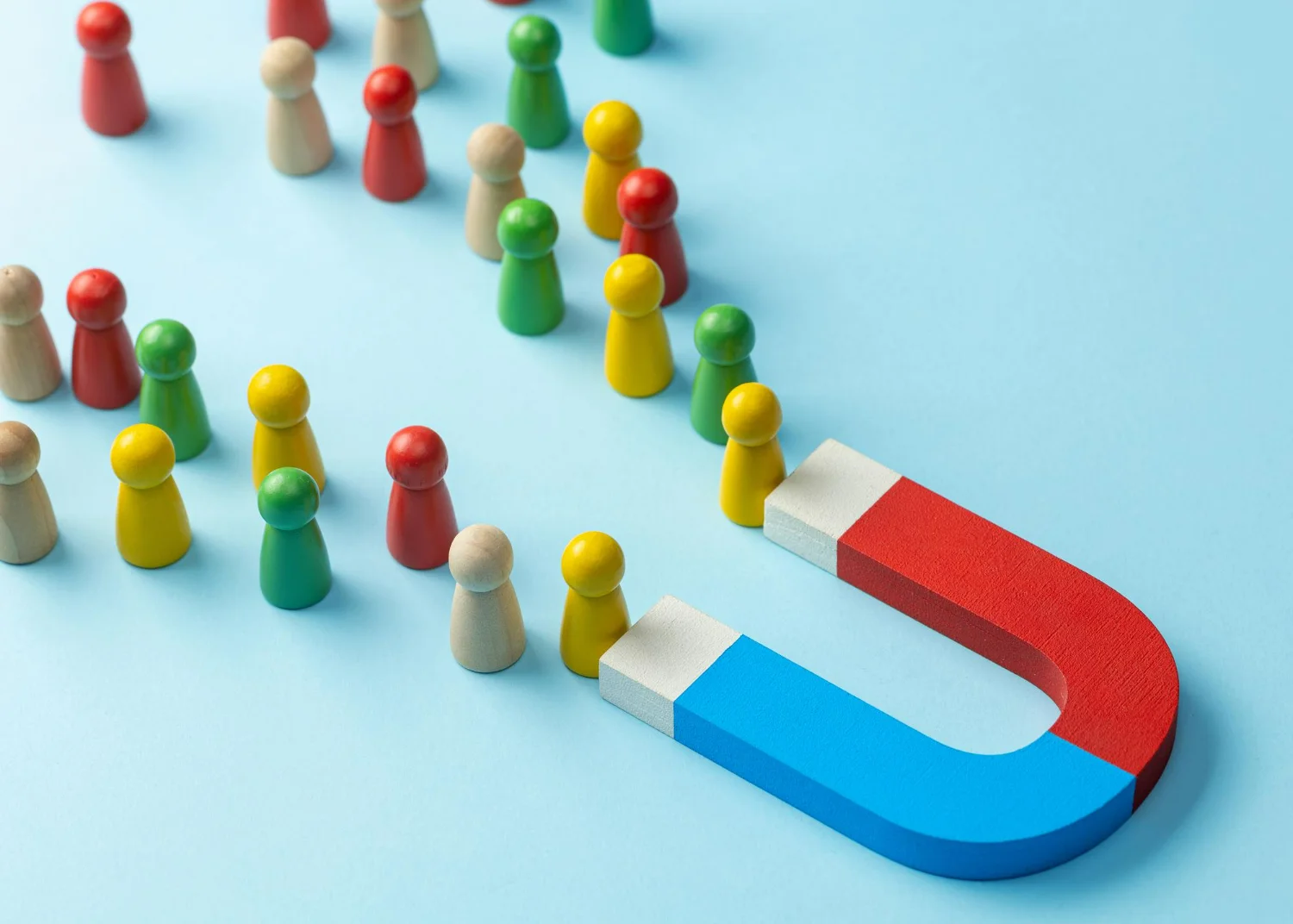 Ímã em forma de ferradura simbolizando a geração de leads e a atração de clientes ideais